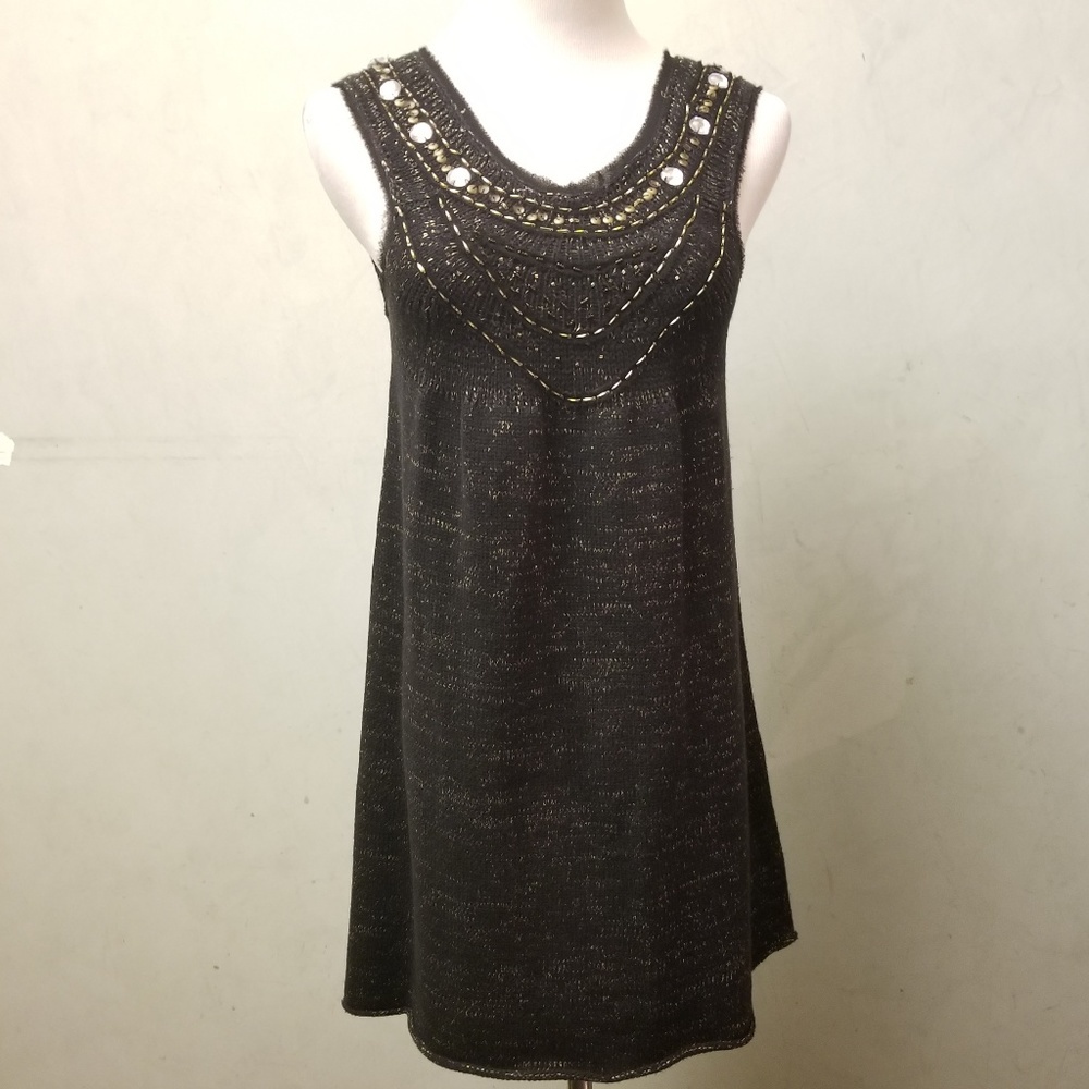Vivienne Tam Sweater beaded sleeveless dress women's size XS (M29)
